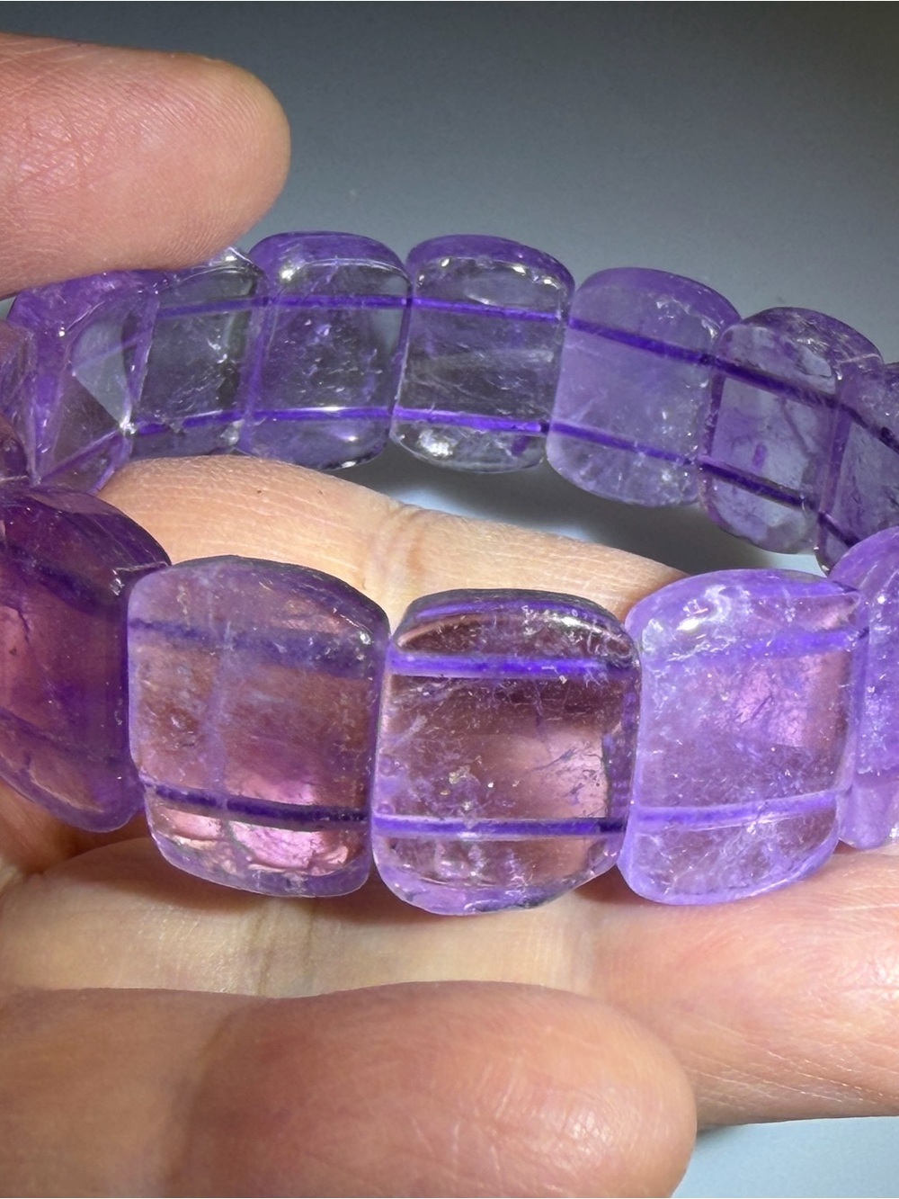 High clarity Lavender Amethyst tile Stretch Bracelet